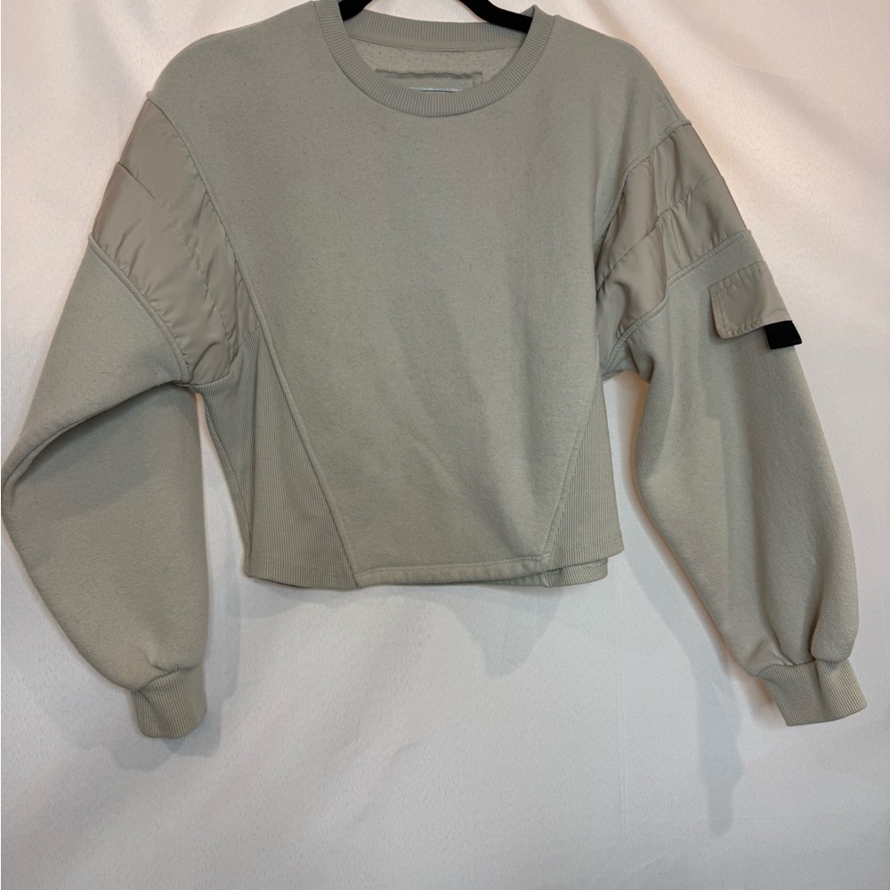 Nude Cropped Puff Sleeve Sweatshirt